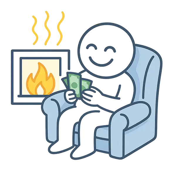 illustration af figur som har sparet penge ved at skifte til energivinduer