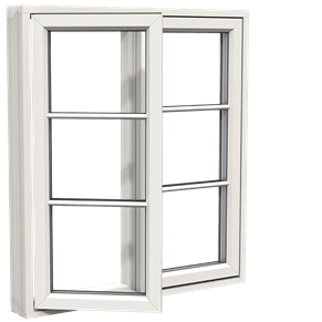 Billede af et bondehus vindue