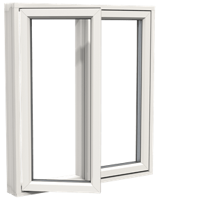 Billede af et hvidt sidehængt vindue